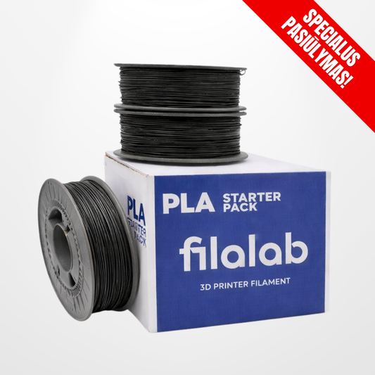 PLA Starter Pack 1.75mm 1kg - Juodas (2+1 nemokamai)