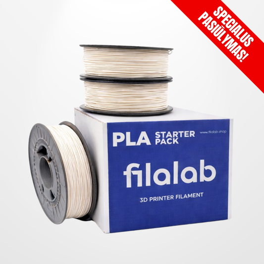 PLA Starter Pack 1.75mm 1kg - Baltas (2+1 nemokamai)
